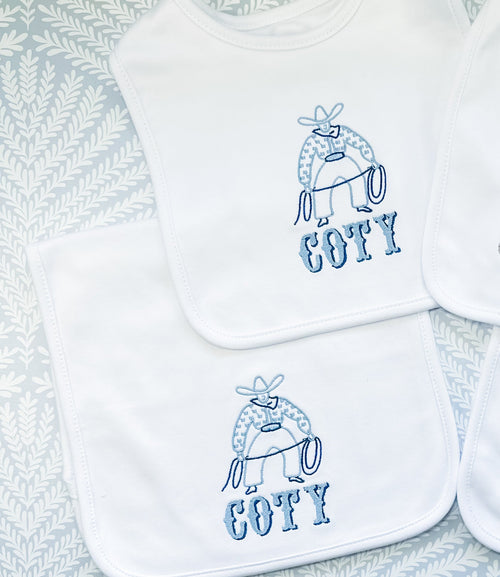 Bib and Burp Cloth Set - Cowboy